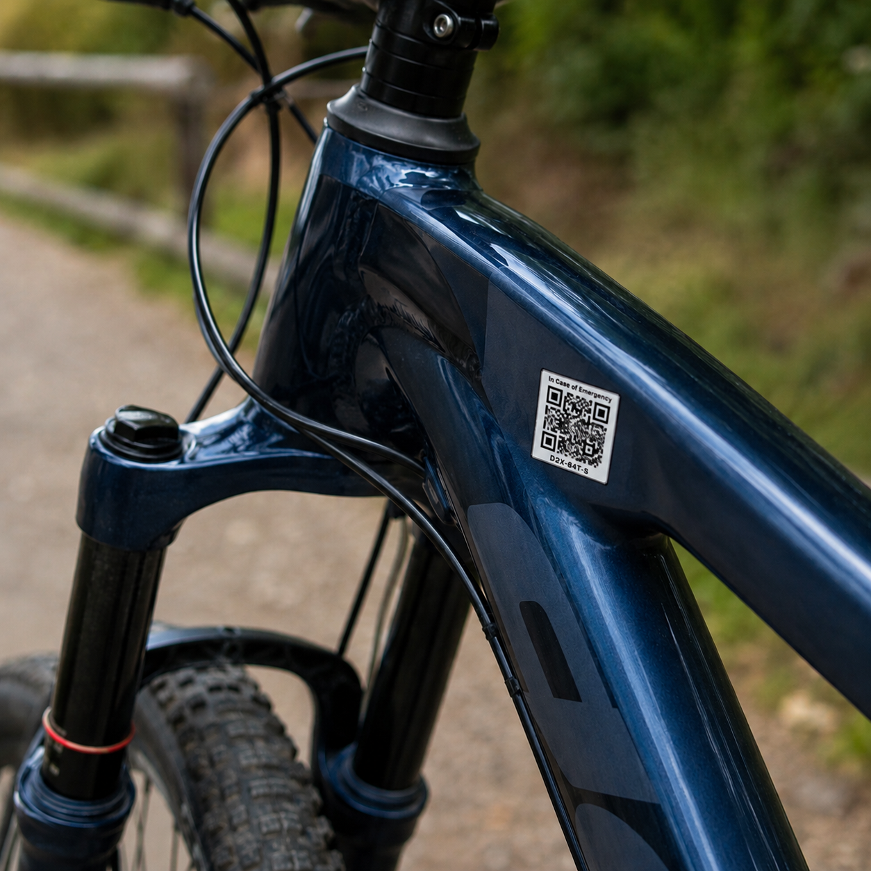 QR sticker on bicycle frame